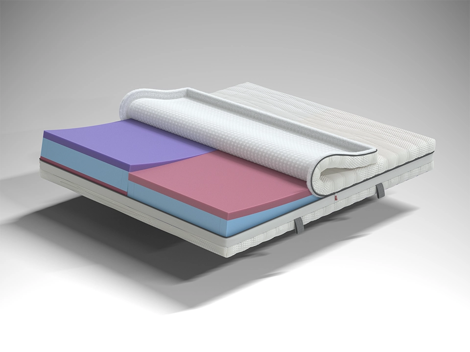 Aufbau der Elastica Luxury Taschenfederkernmatratze mit Kaltschaumauflagen und Matratzenbezug